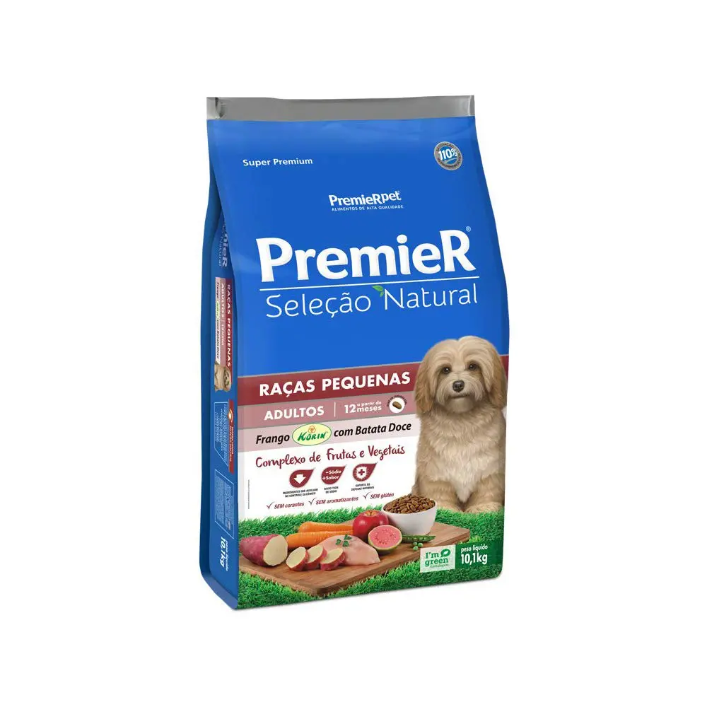 Ração Premier Seleção Natural para Cães Raças Pequenas Frango com Batata Doce - 10,1kg Premier Pet para Todas Pequeno Adulto -