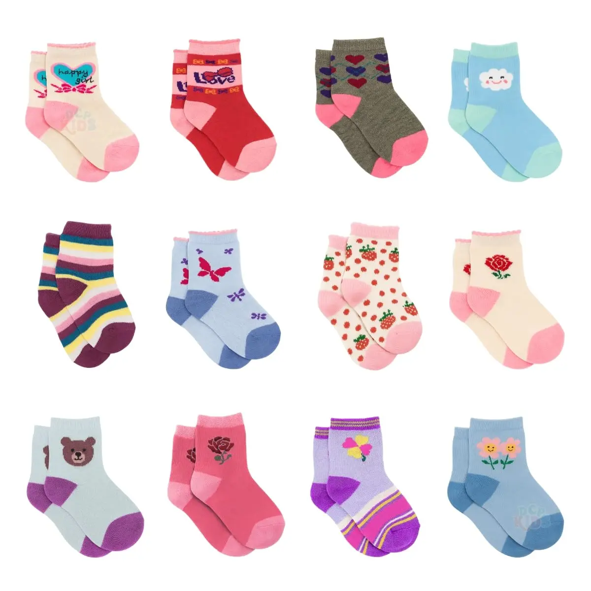 Meias Infantil Kit 12 Pares Feminino 0 A 10 Anos