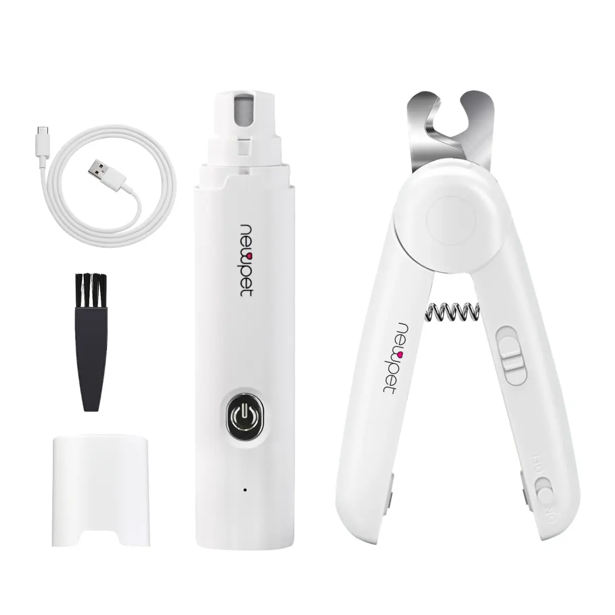 Triturador de unhas para cães, kit de cortadores e aparadores de unhas para cães, triturador de unhas elétrico super silencioso para animais de estimação, recarregável