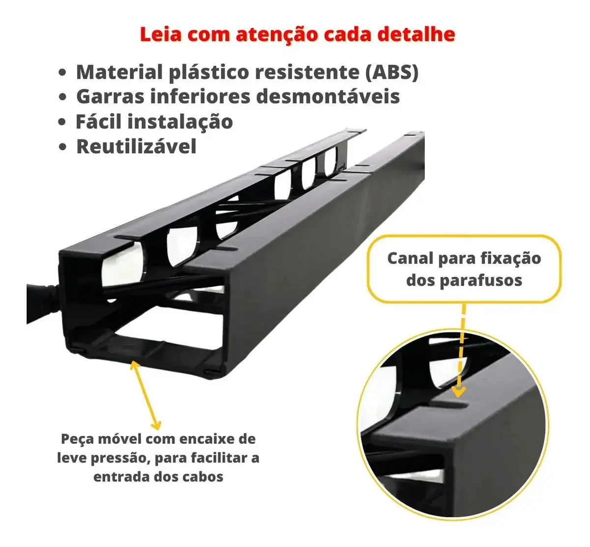 Organizador De Fios E Cabos Baixo Mesa Oculto - 0,5 Mt C/nfe Preto thumbnail 2