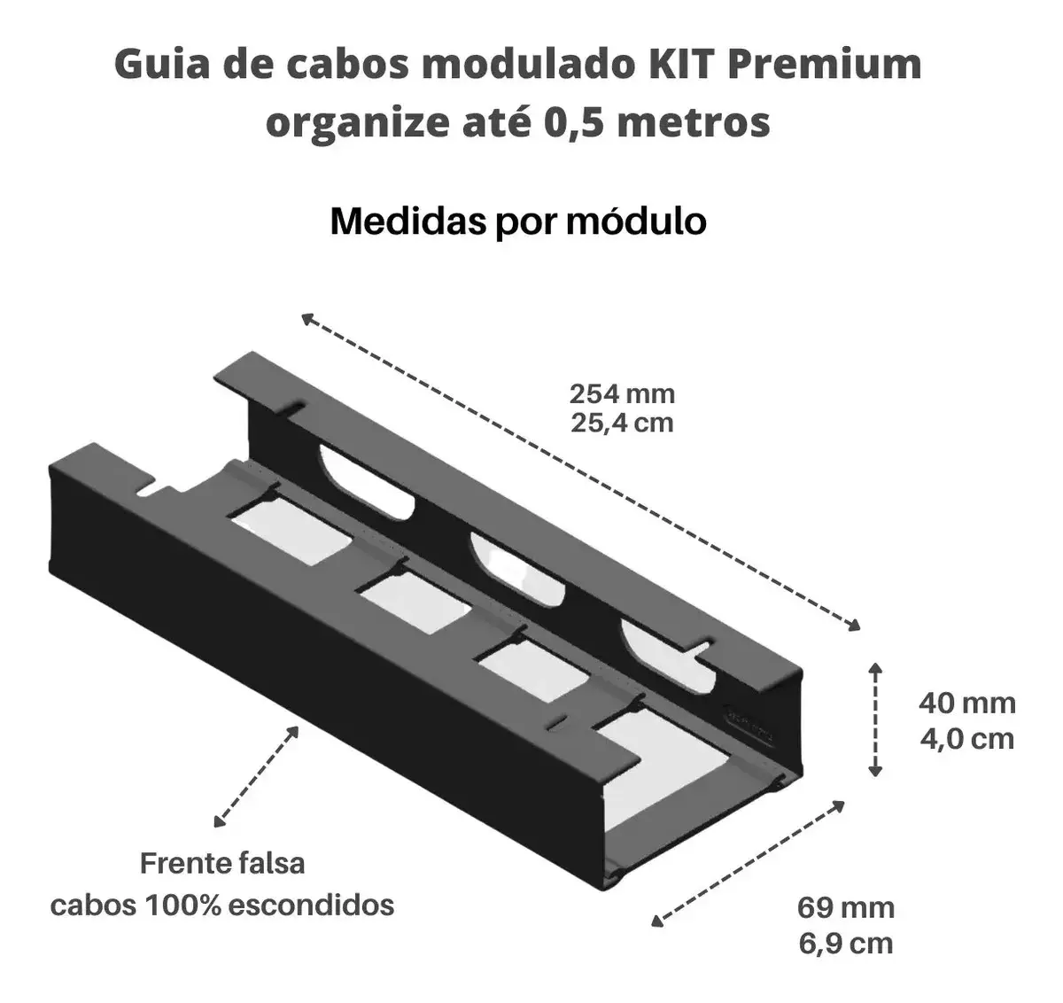 Organizador De Fios E Cabos Baixo Mesa Oculto - 0,5 Mt C/nfe Preto thumbnail 7