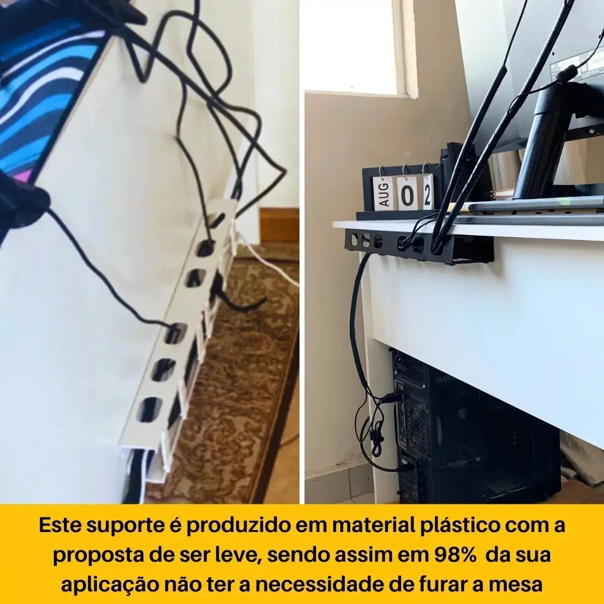Organizador De Fios E Cabos Baixo Mesa Oculto - 0,5 Mt C/nfe Preto thumbnail 8
