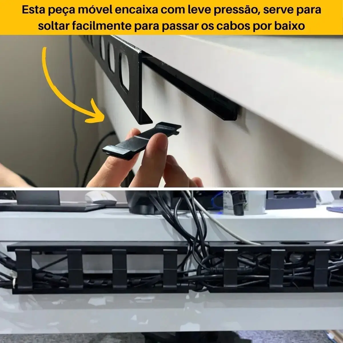 Organizador De Fios E Cabos Baixo Mesa Oculto - 0,5 Mt C/nfe Preto thumbnail 9