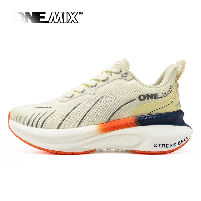 Onemix branco tênis de corrida de estrada para homens almofada de ar sapatos esportivos ao ar livre formadores masculinos verão sapatos de corrida calçados femininos - 1