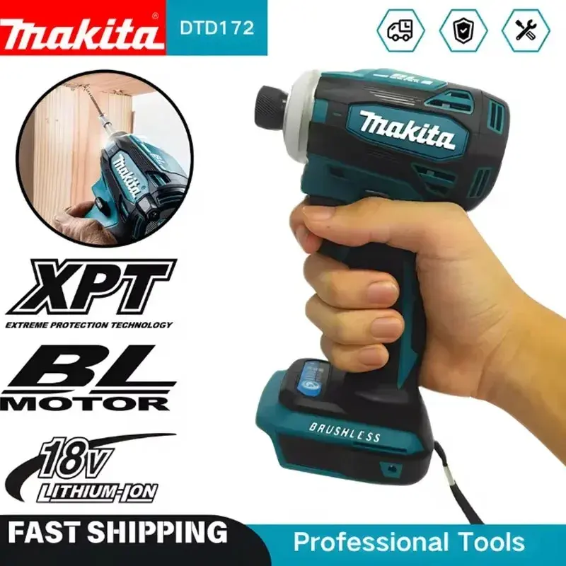 2026 Makita DTD172 18V Parafusadeira/Furadeira Elétrica Sem Fio Brushless, Ferramenta Elétrica para Uso em Projetos Domésticos DIY, Pacote de Sistema