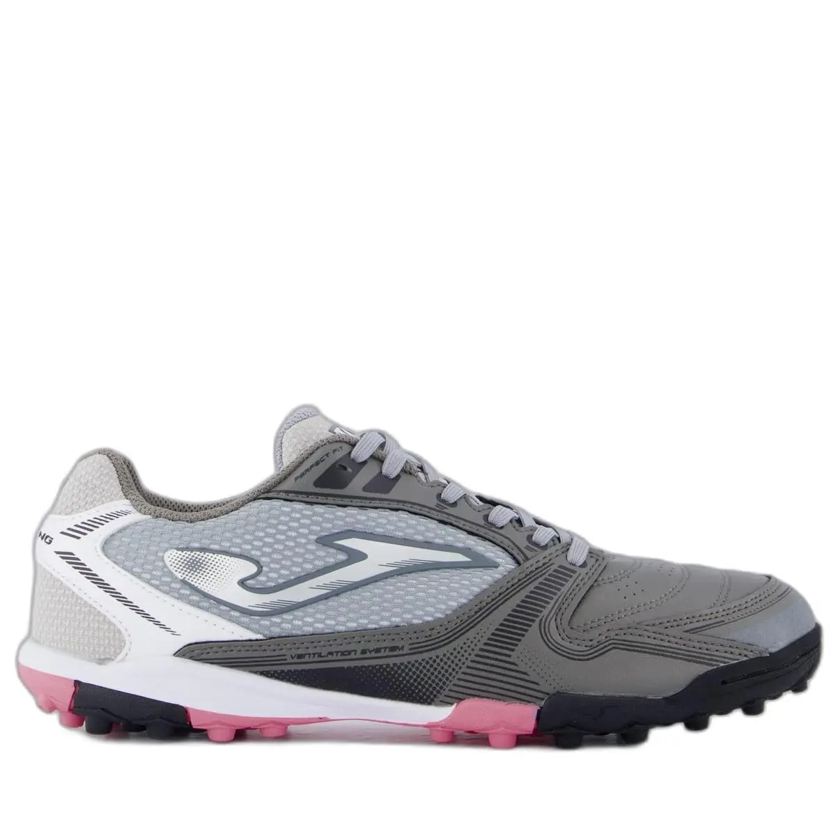 Chuteira de Society Dribling Cinza e Rosa