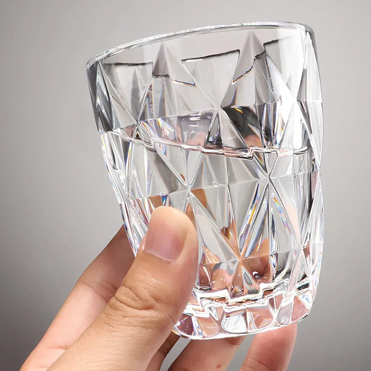 Jogo 6 Copos Vidro Diamante Grosso Resistente Agua 300ml Branco Ms Variedades thumbnail 5
