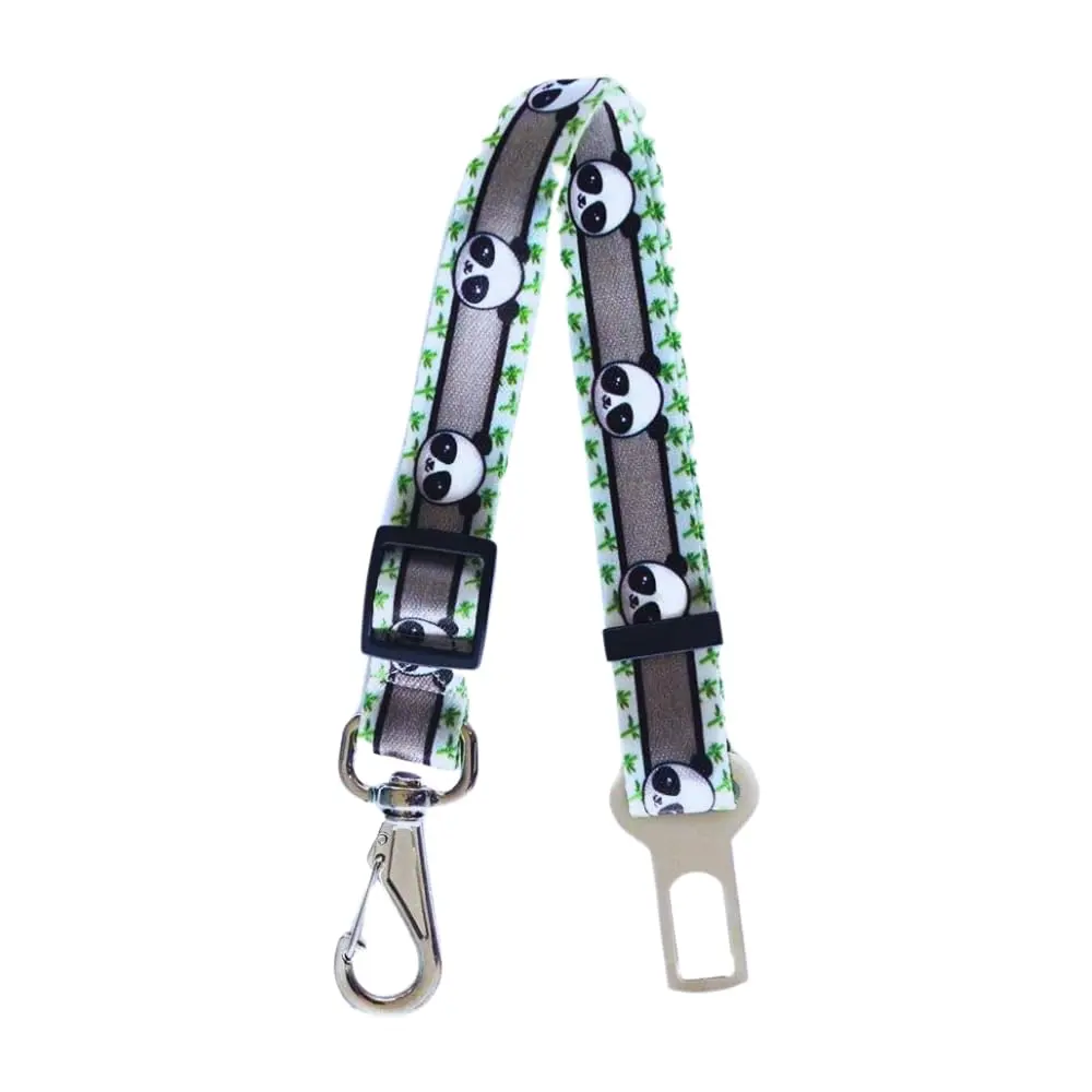 Cinto de Segurança para Cães My Pet Brasil, Regulável, 80cm | Adaptador de Carro, Modelo Universal, Estampa Panda, Para Viagem e Passeio