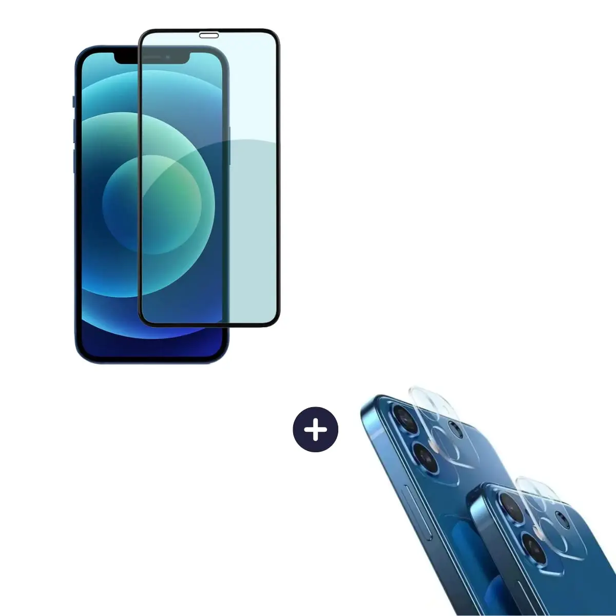 Película De Vidro 3D Tela Toda Para iPhone + Película Lente de Câmera (iPhone 12)