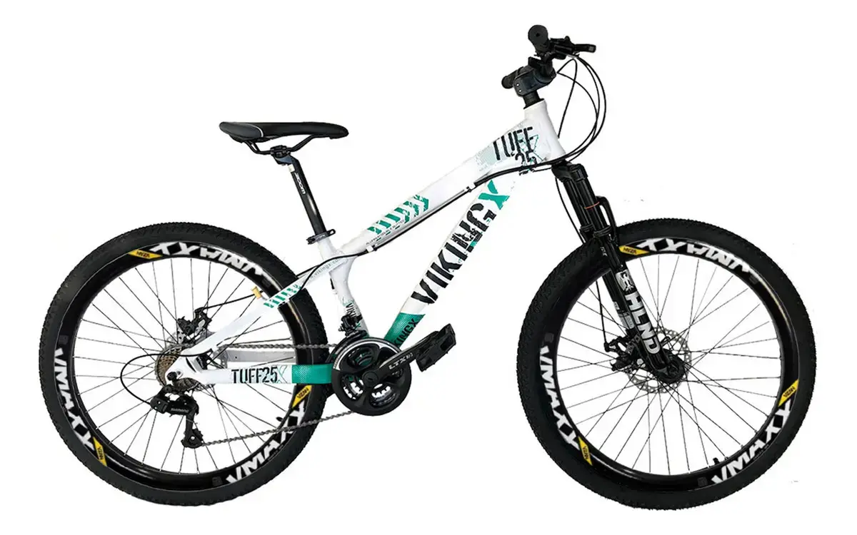 Bicicleta mountain bike VikingX Tuff 25 R26 tamanho do Quadro 13" - branco/verde