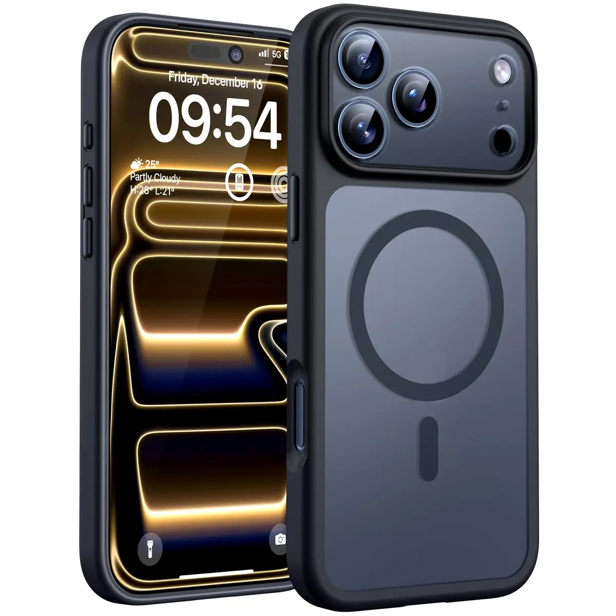 TOCOL Capa Capinha para iPhone 17 Pro Case 6.3 Pol, Preto | Compatível com MagSafe, Tampa da Câmera, Proteção Total e Militar, Antichoque, Anti-impressões, Fosco Translúcido