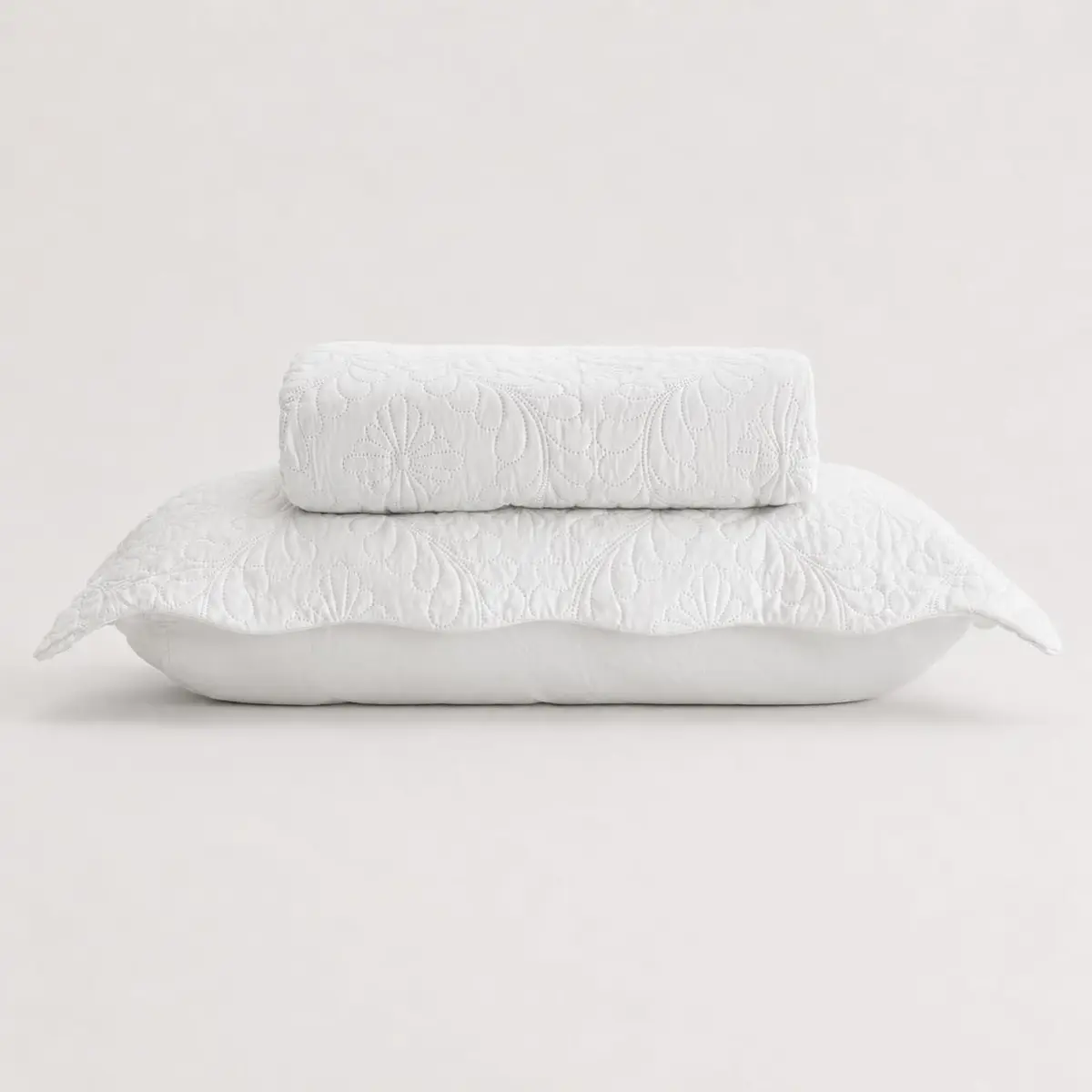 LYOR - Colcha Matelassê Solteiro Arabeske com 1 Porta Travesseiro Microfibra Branco