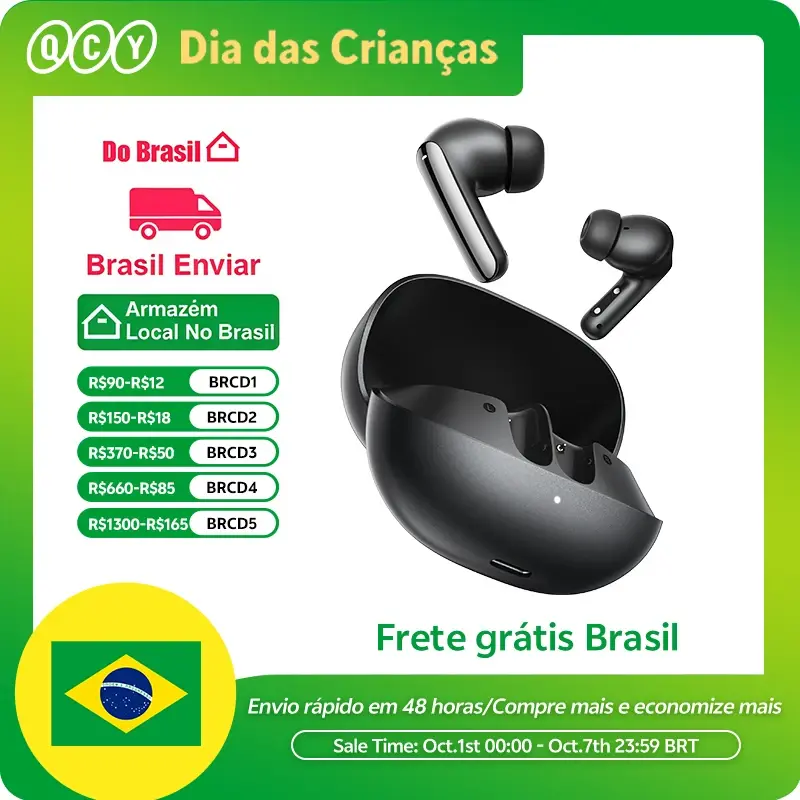 Fones de Ouvido Sem Fio QCY BH25HT20A - Fones de Ouvido com ANC Adaptativo de -50dB, Melobuds N20, Bluetooth 6.0, Chamadas HD, Drivers de 13mm, 6 Microfones