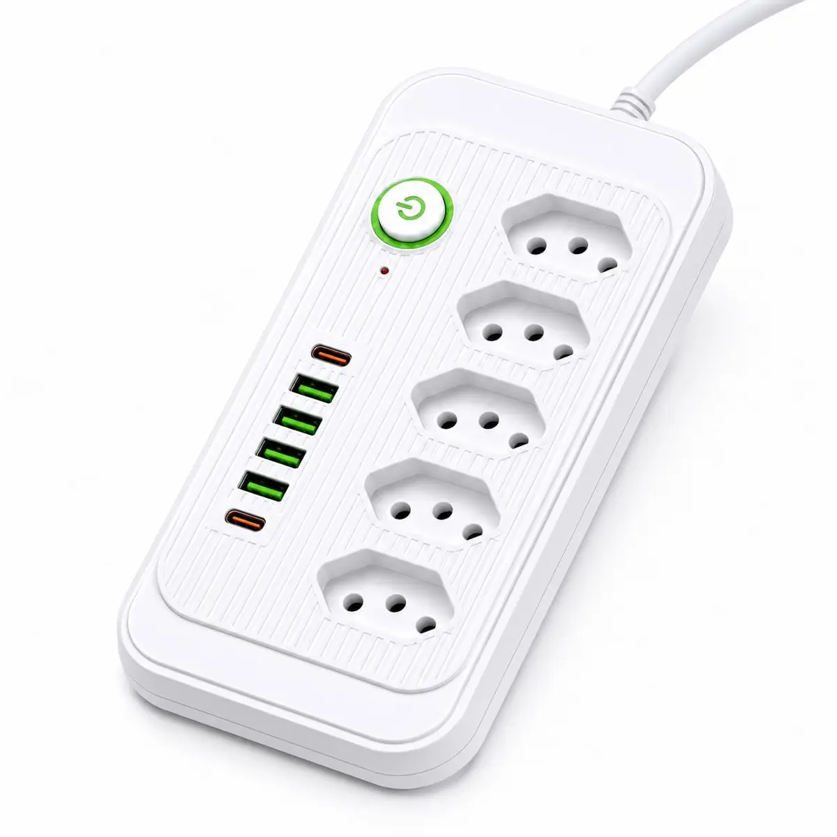 Filtro de Linha 5 Tomadas + 4 USB + USB-C Bivolt Cabo 2m 2500W - 1