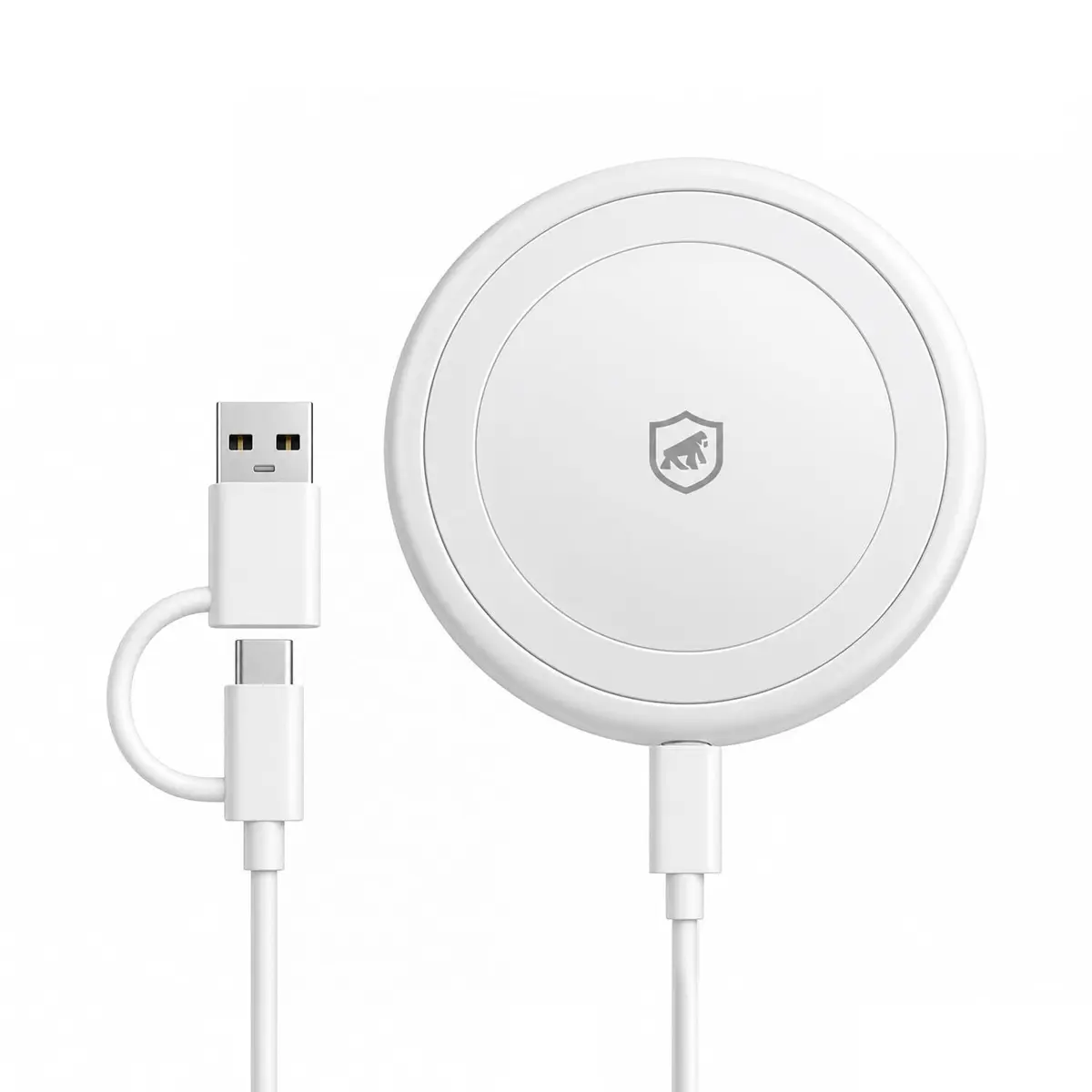 Gshield Carregador Sem Fio Wireless Discovery 3 em 1 Tipo C + Adaptador USB A, 15W Carregamento Rápido, Compatível com iPhone, Apple Watch e Airpods, Branco - 1