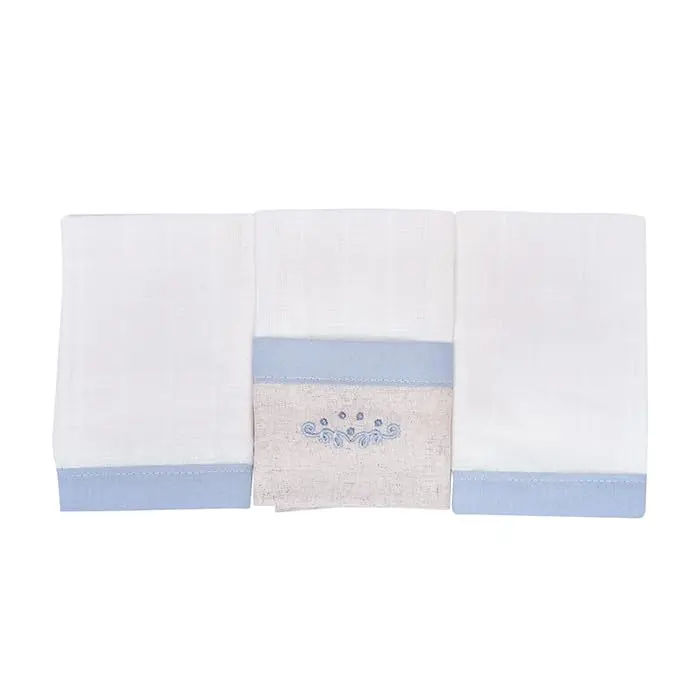 Pano de Boca Bordado Minasrey, 30x30cm, Pack com 3 Unidades | Nature