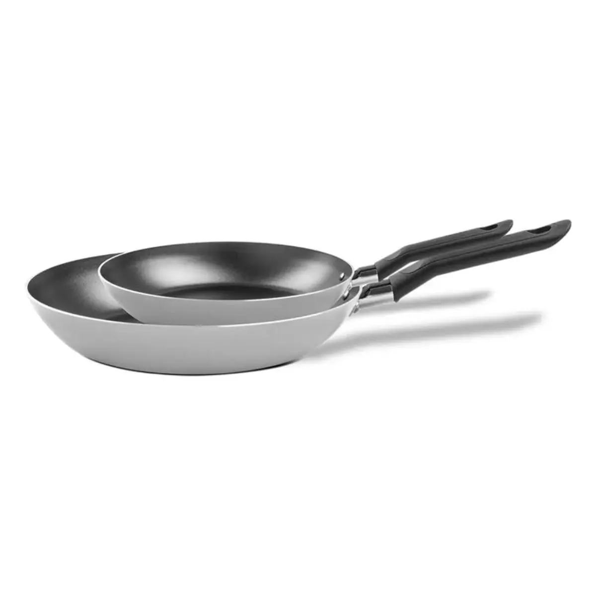 Brinox - Conjunto Duas Frigideiras Fun de Ø16 cm e Ø22 cm Antiaderente Pro-Flon - Prata Metálico