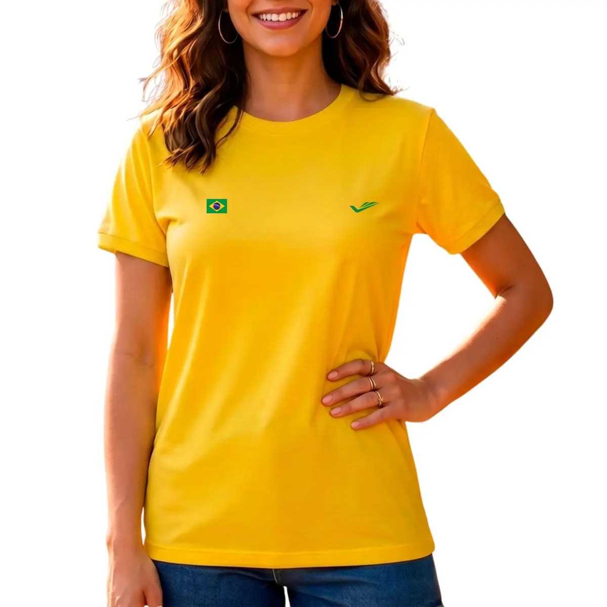 Camisa do Brasil Feminina Copa 2026 Camiseta Torcedor Seleção Brasileira Elite Dry Fit Proteção UV Bandeira - 1
