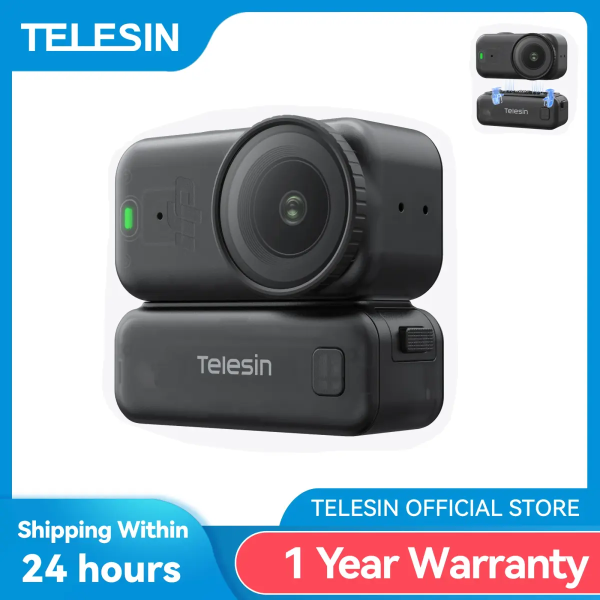 Base de Bateria TELESIN 500mAh para DJI Osmo Nano, Suporte de Carregamento com Adaptador Magnético de Liberação Rápida para Acessórios Osmo Nano