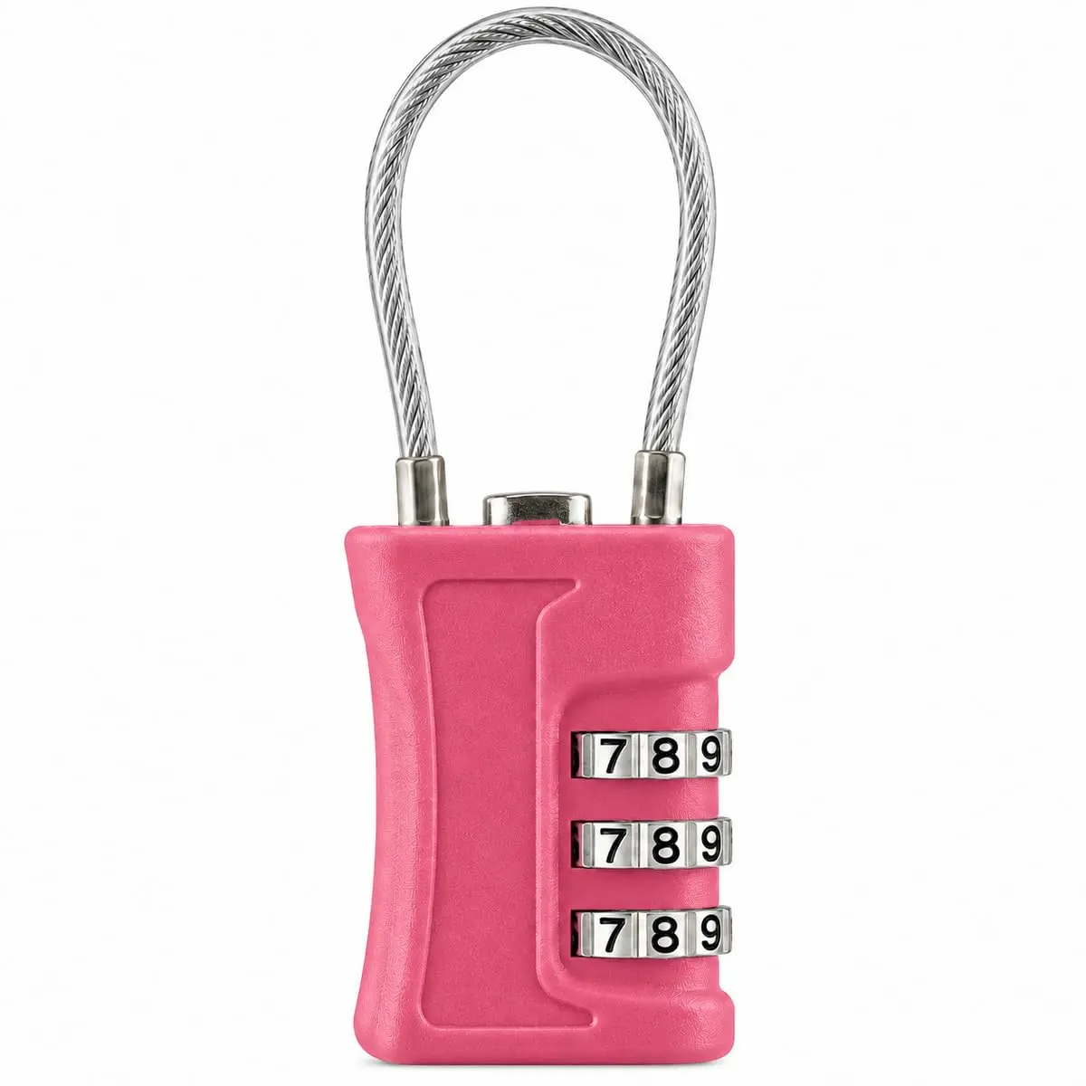 Cadeado TSA com Senha 3 Dígitos e Cabo de Aço para Mala e Mochila (Rosa) | Proteja sua bagagem sem depender de chaves: combinação de 3 dígitos, cabo flexível de aço e padrão TSA para viagens