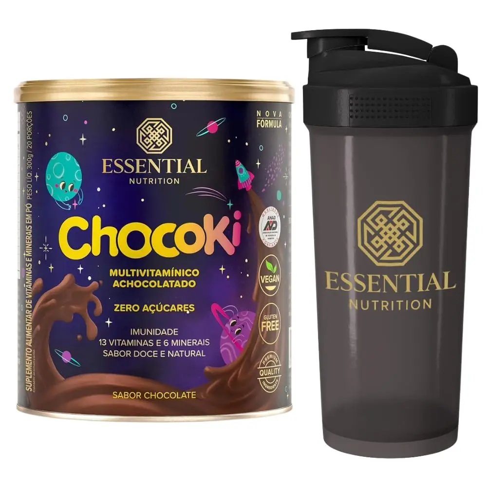 Combo Essential Nutrition - Chocoki Lata 300g - Sabor chocolate + Coqueteleira