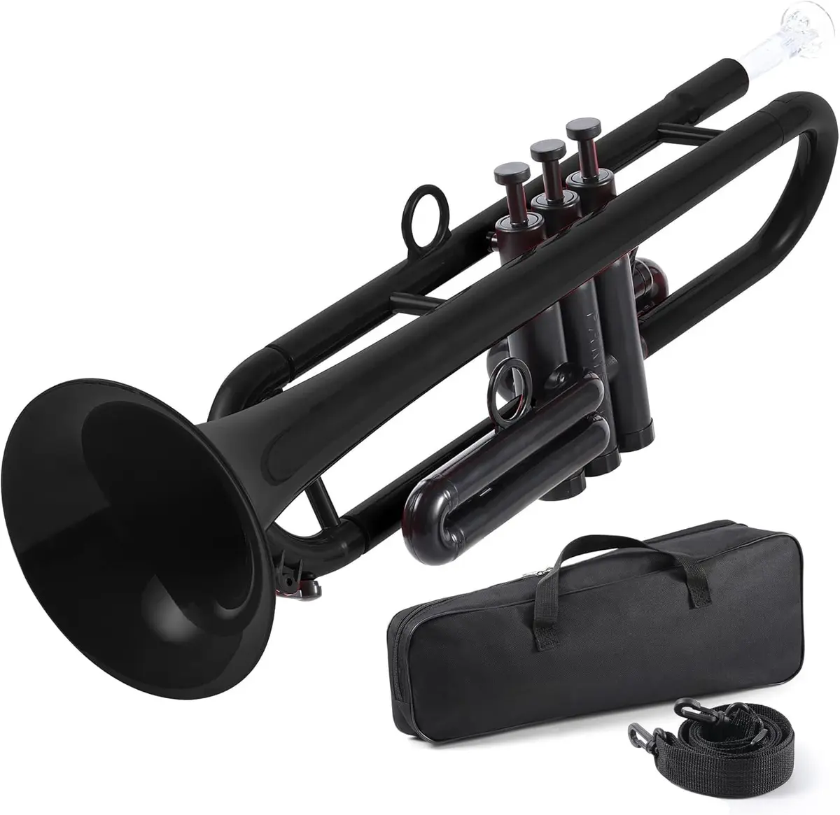 VEDO Trompete Bb Profissional ABS Preto com Boquilhas 3C e 7C - Conjunto Completo para Iniciantes, Estudantes e Jovens - Leve, Durável e com Som Encorpado