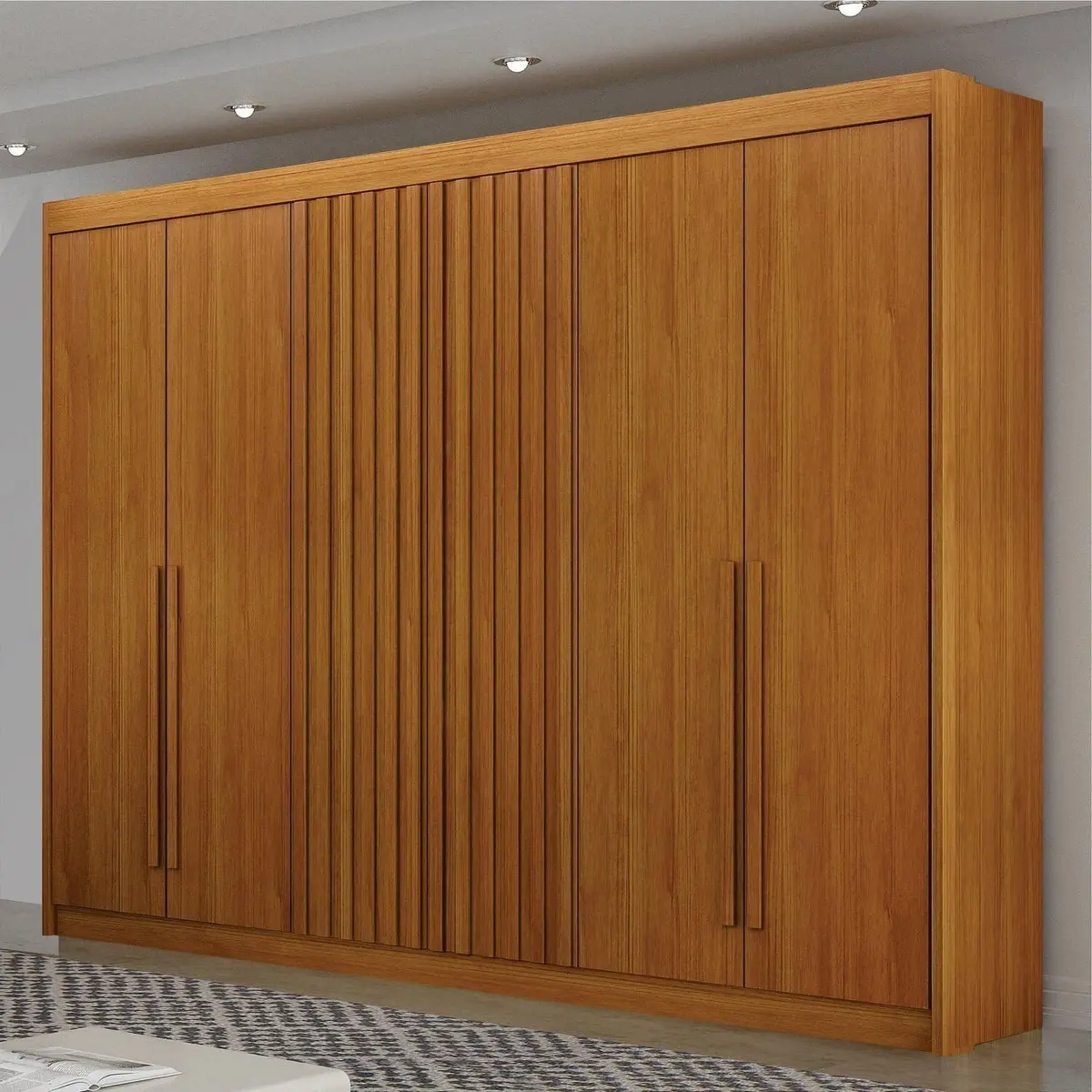 Guarda Roupa Casal Ripado 6 Portas 6 Gavetas 100% MDF Diamante Cinamomo