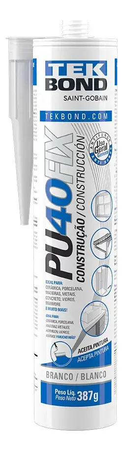 Kit 24 Adesivo Silicone Pu40fix Selante Branco 387g Tek Bond thumbnail 2