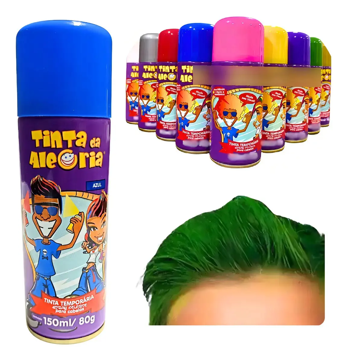 Tinta Cabelo Colorida Spray Carnaval Lavável 150ml Festas (Vermelha, Branca ou amarela)