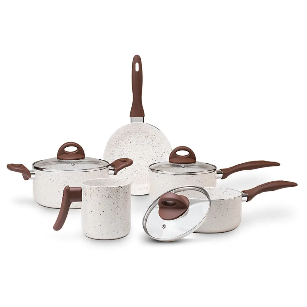 Jogo de Panelas Brinox Antiaderente Ceramic Life 5 Peças Smart Plus Vanilla - 1