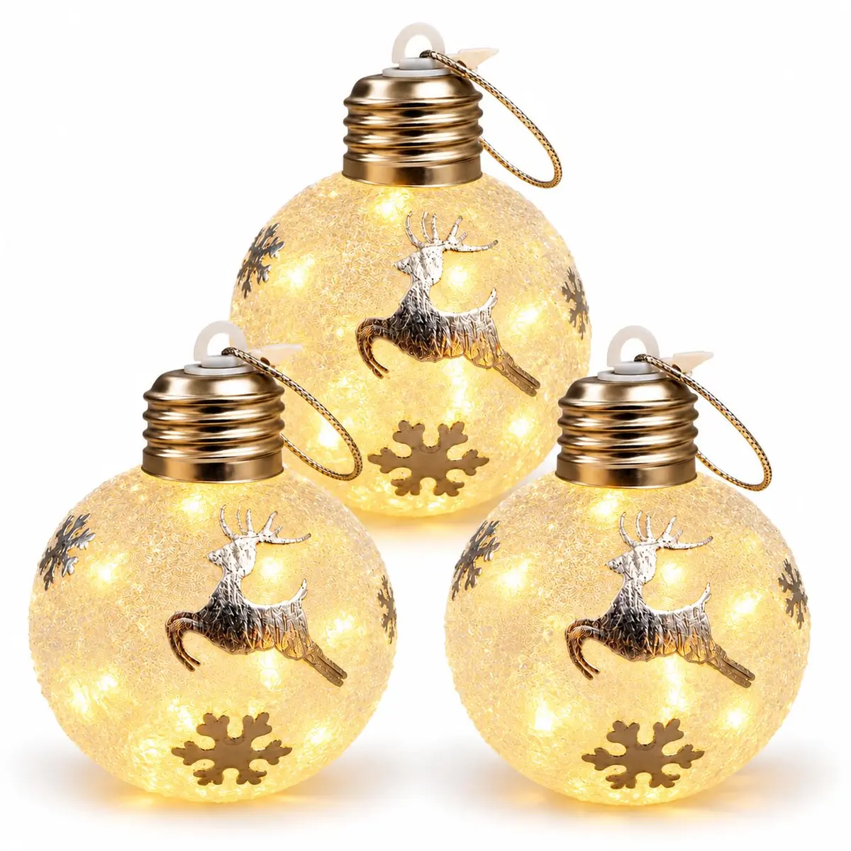Kit 3 Bolas Natalinas de Gelo com 8cm | Decoração Natalina, Natal de Luz