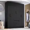Guarda Roupa Solteiro 6 Portas 2 Gavetas Sidney Doripel - Preto - 1
