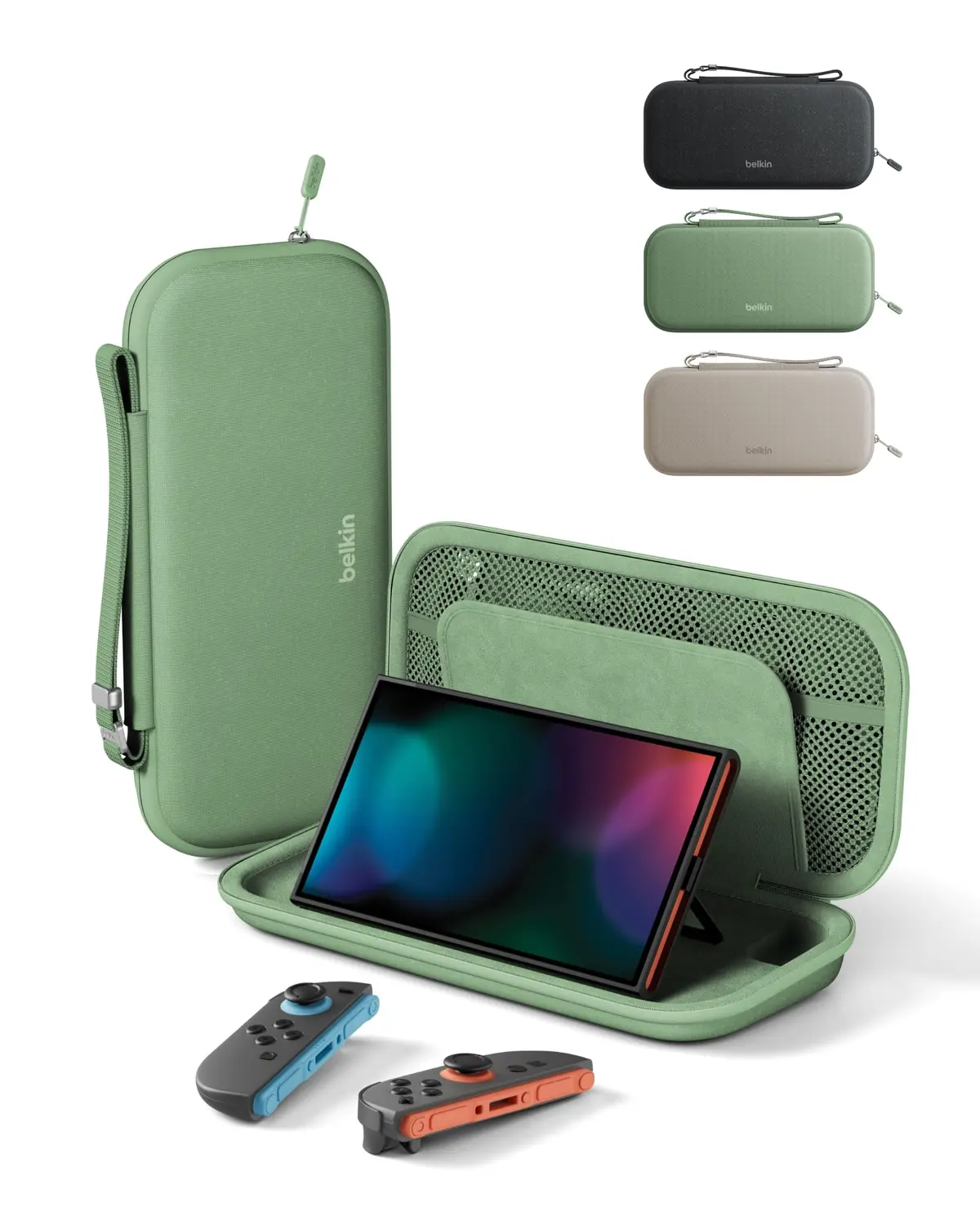 Belkin Bolsa de viagem para Nintendo Switch 2 com suporte para AirTag e bolso de armazenamento de cartão de jogo - Estojo protetor leve portátil com capa rígida e interior macio, essenciais para