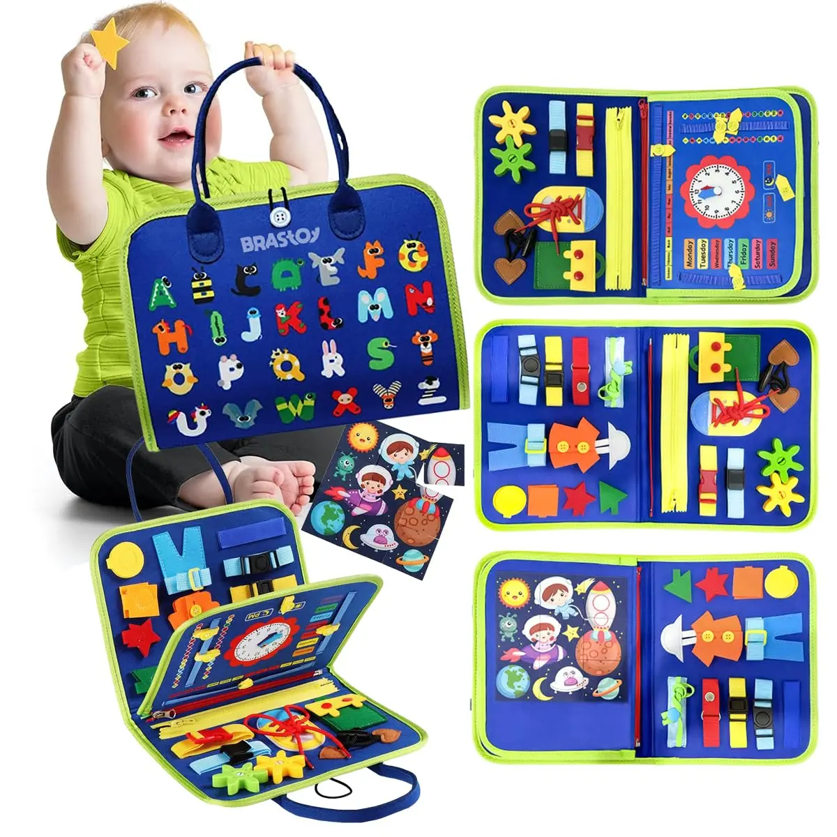 Placa de Montessori Sensorial para Crianças Brinquedo Educativo (Azul) - 1