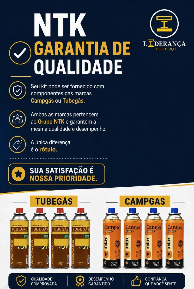 Kit Maçarico Portátil Automático Liderança Ferro E Aço para 1300°C com 4 Refis de Gás Butano thumbnail 2