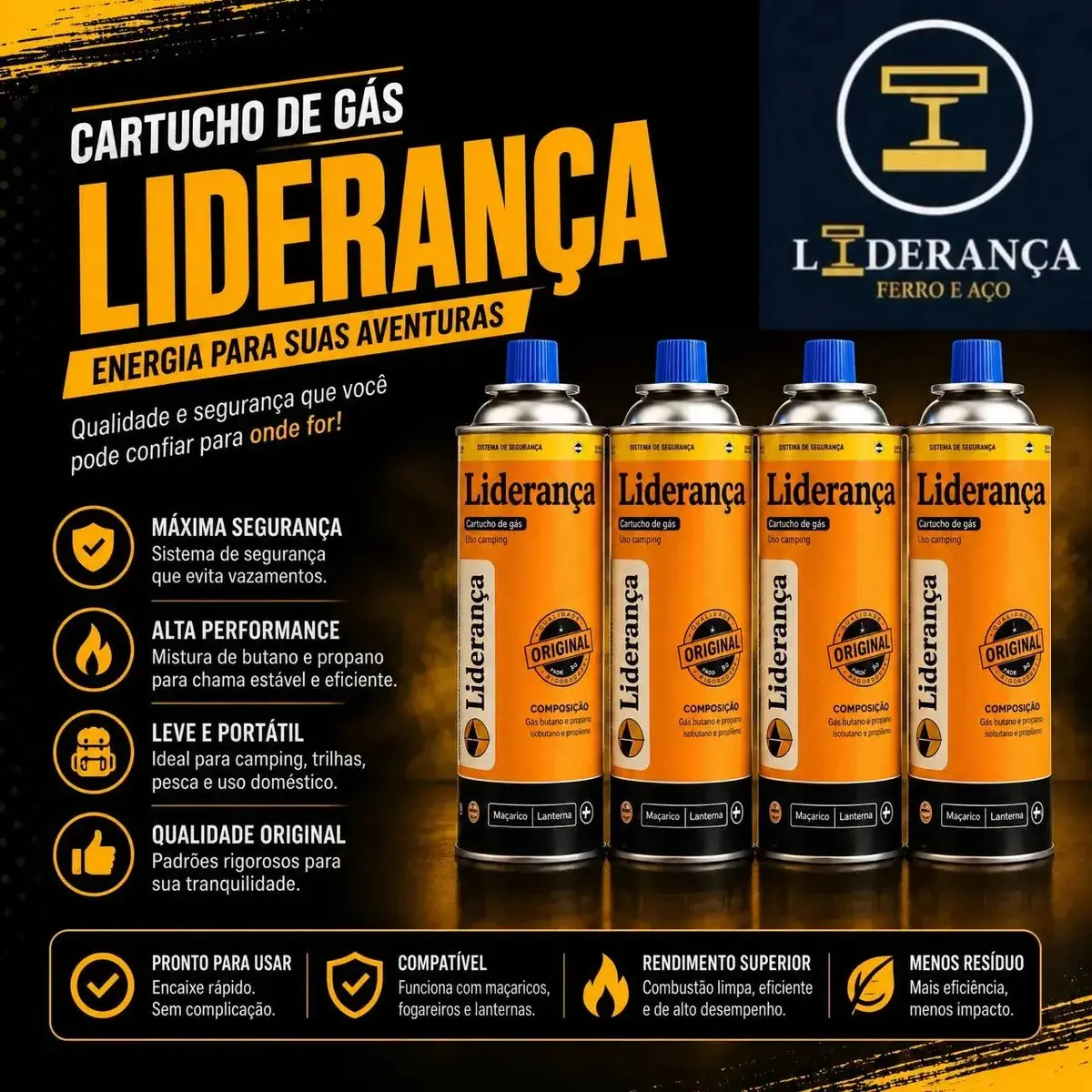 Kit Maçarico Portátil Automático Liderança Ferro E Aço para 1300°C com 4 Refis de Gás Butano thumbnail 3