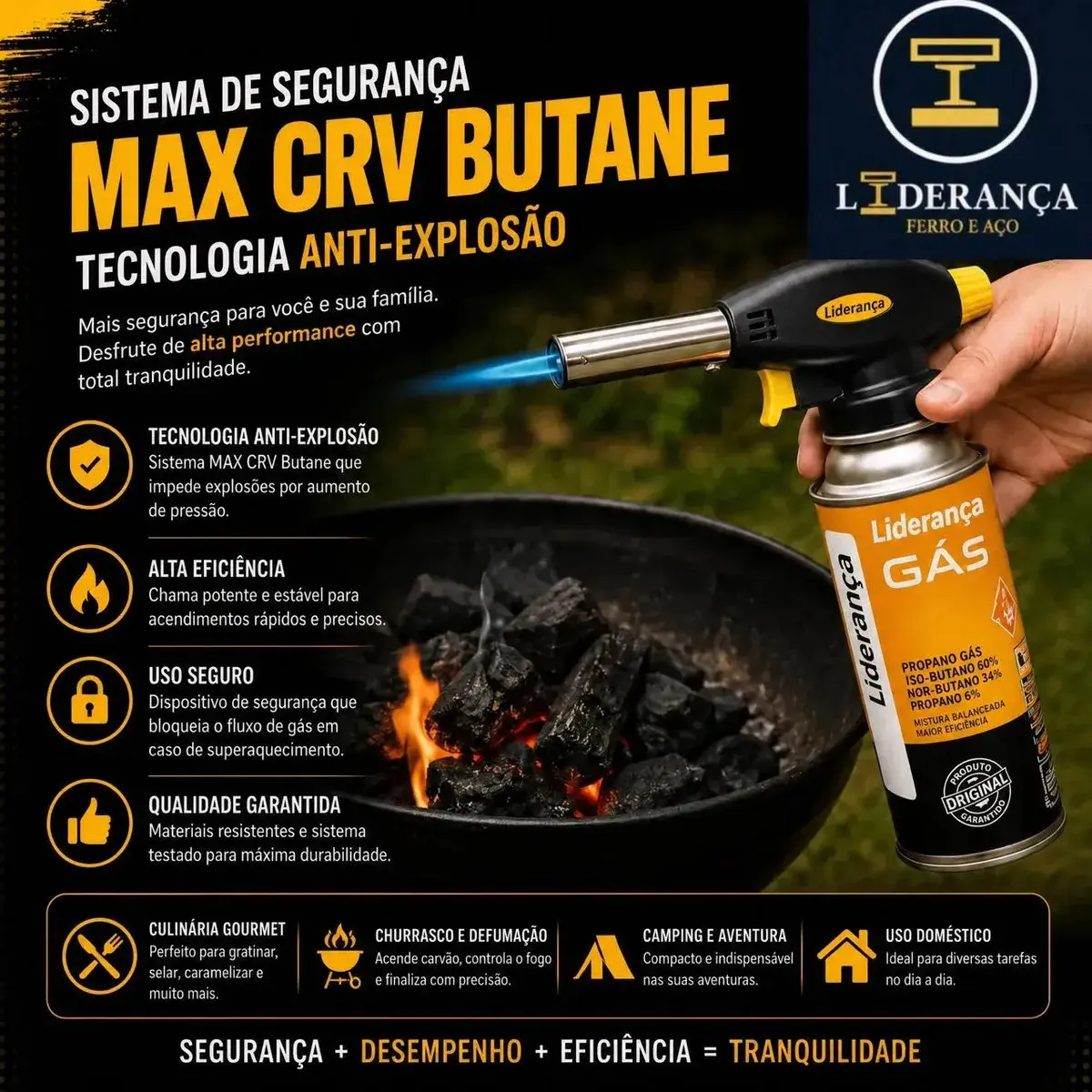 Kit Maçarico Portátil Automático Liderança Ferro E Aço para 1300°C com 4 Refis de Gás Butano thumbnail 6