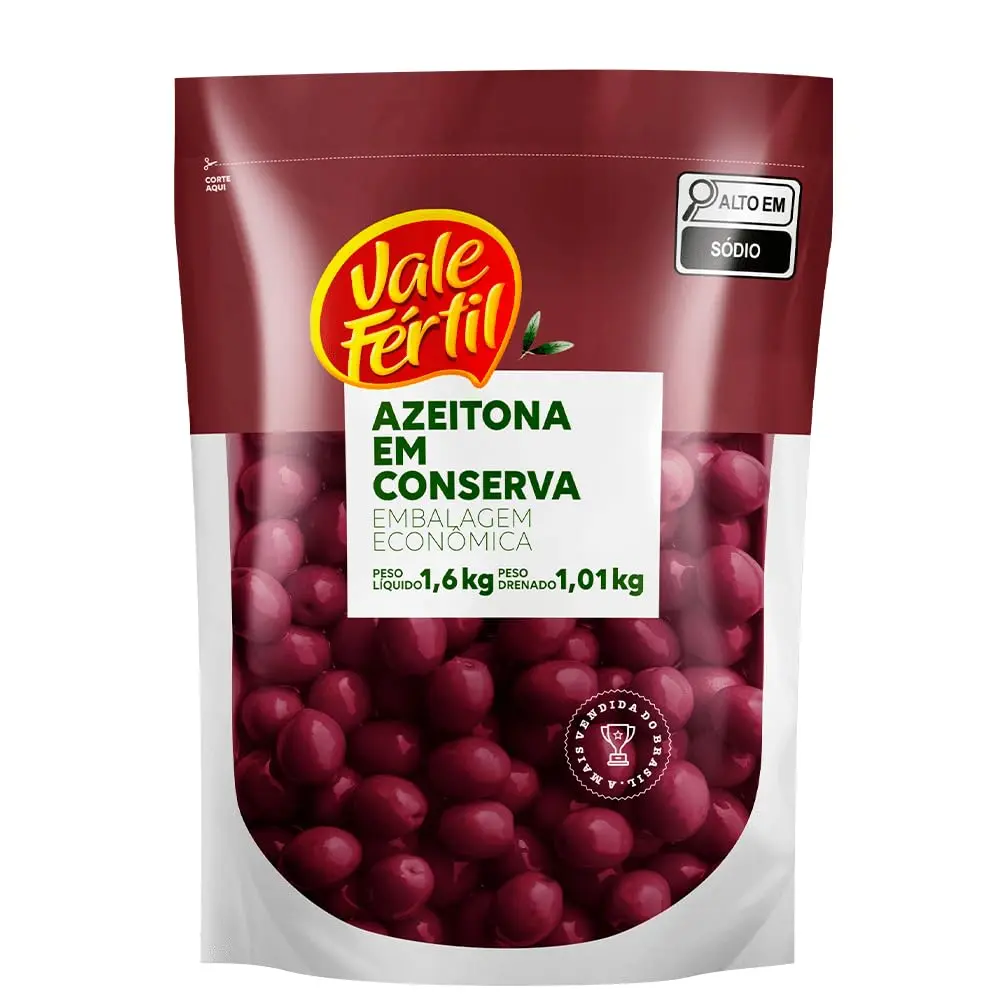 Vale Fértil Azeitona Preta Em Conserva Com Caroço Sachê 1 01Kg Pequeno
