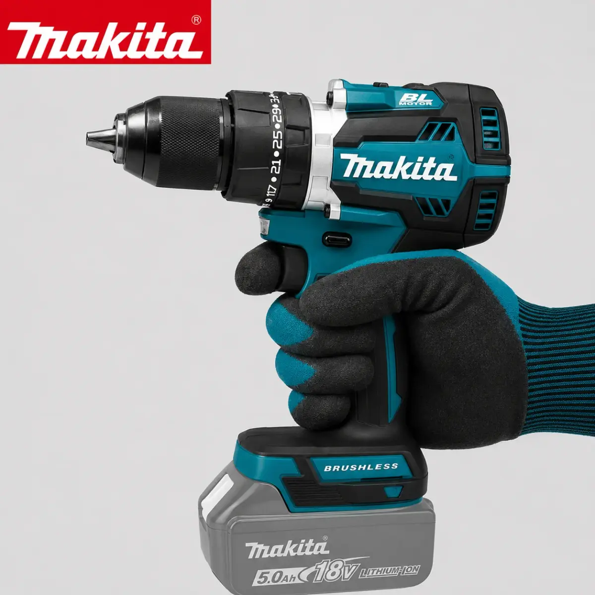 Makita 18V LXT ® Parafusadeira Elétrica Compacta sem Fio de Íons de Lítio DDF487 13mm com Motor Brushless e Alto Torque - 1