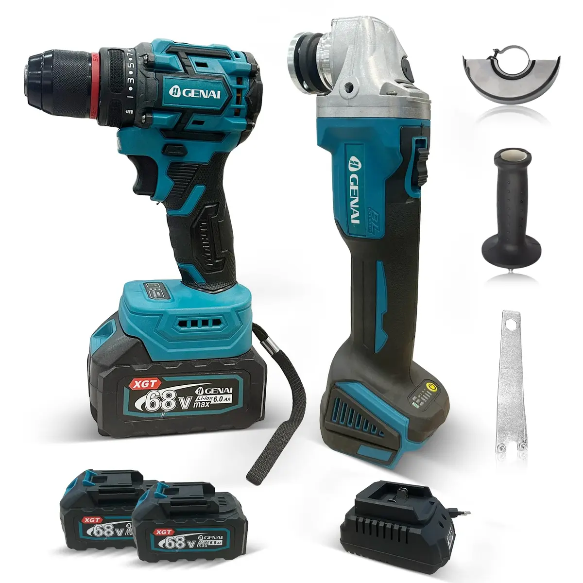 Brushless Parafusadeira Furadeira e Parafusadeira 110V/220V Esmerilhadeira Lixadeira Kit Multiferramenta 2 em 1 a 2 Bateria 68v