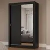 Guarda-Roupa Solteiro 2 Portas de Correr com Espelho Preto Milano Madesa - 1