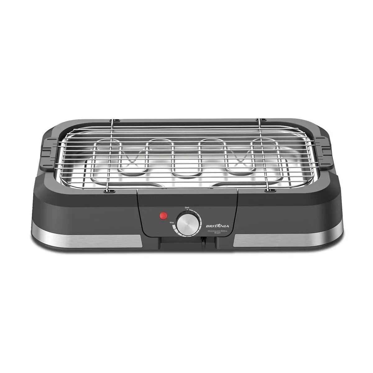 Britânia Churrasqueira Elétrica BCQ40 Menos Fumaça 220V Moderno Metal e Plástico Preto com acabamento em inox