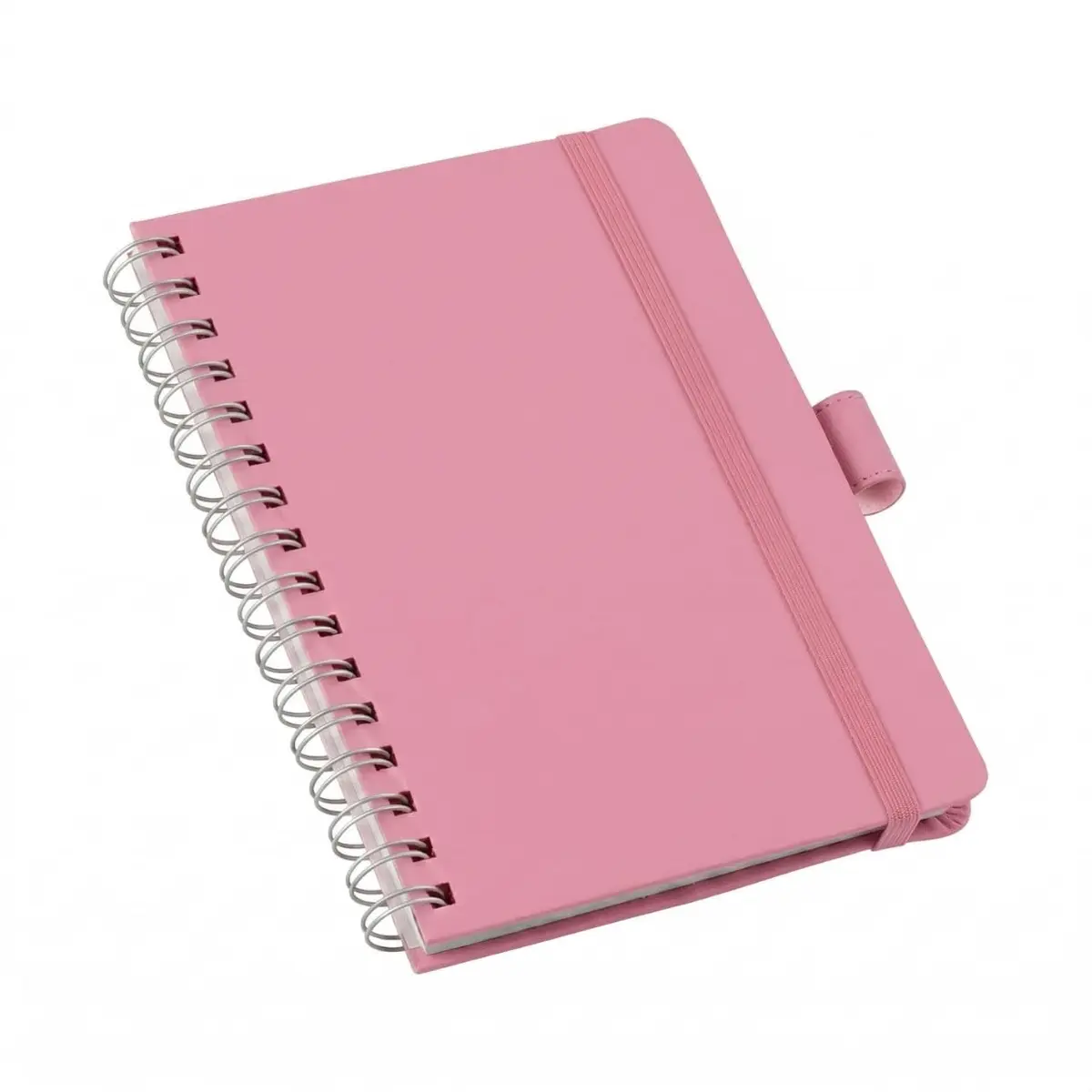 Caderno Com Pauta Wire-o A5 Caderneta 80 Folhas 14x21 Capa Dura com Elástico Rosa