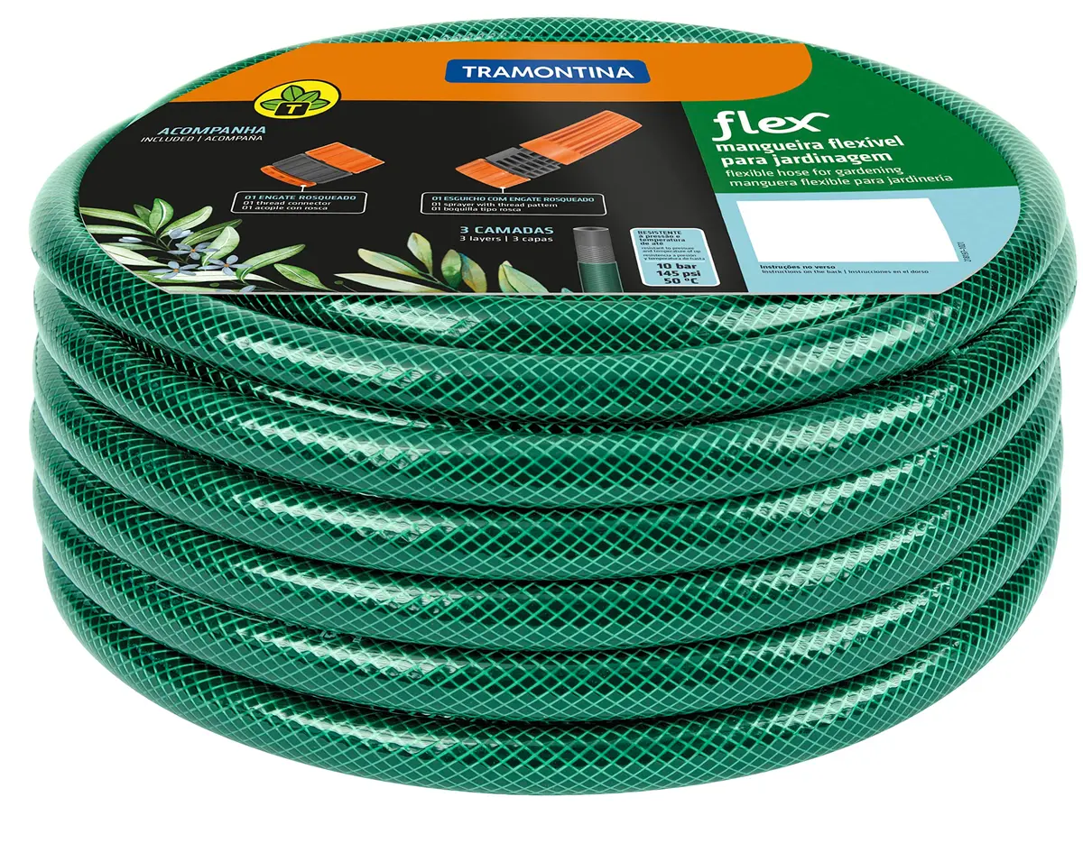 Tramontina Mangueira Flex Com Engates Rosqueados E Esguicho Em Pvc Verde 15 M - 1