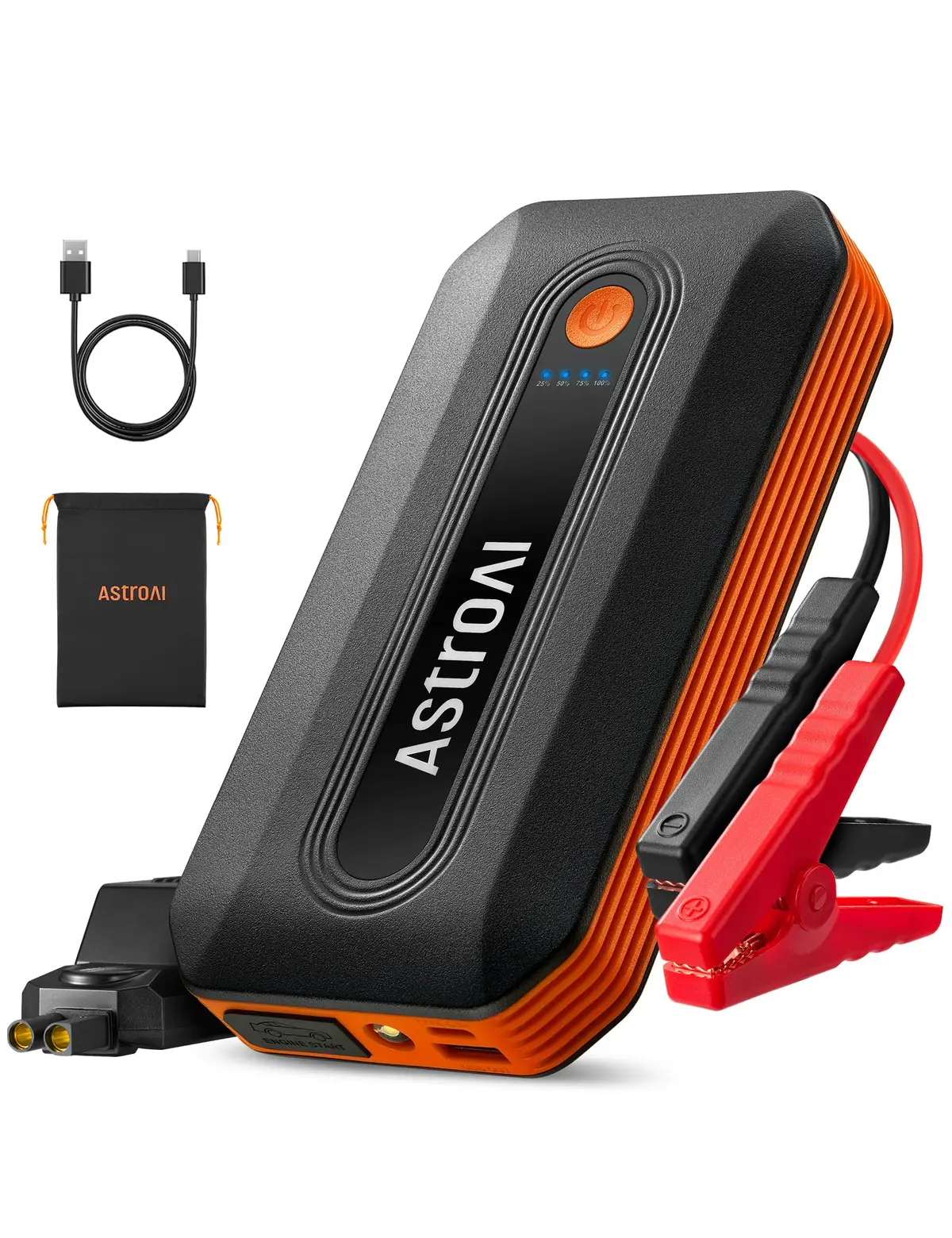AstroAI B8 Auxiliar Partida Portátil Veicular 3000A | Carregador de Bateria 12V para Motores 7.0L Gasolina e 5.5L Diesel, com 3 Modos de Lanterna e Cabos