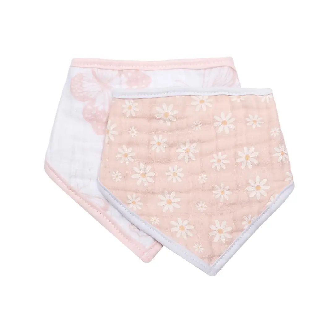 Babador Bandana Bebê Papi Soft Estampado Tamanho Único 2 Unidades, Margaridas Rosa