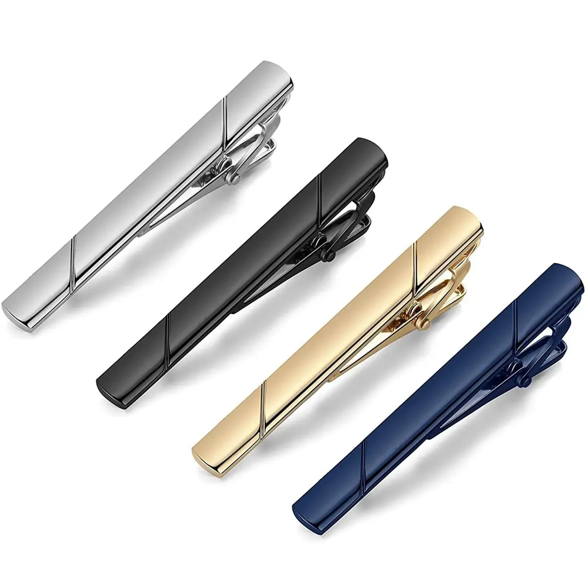 4 PCS Prendedor de Gravata, Metálico com Design Geométrico Minimalista, Modelo Resistente à Oxidação e Arranhões em Diversas Cores, Acessório Masculino Elegante para Trabalho, Eventos Sociais