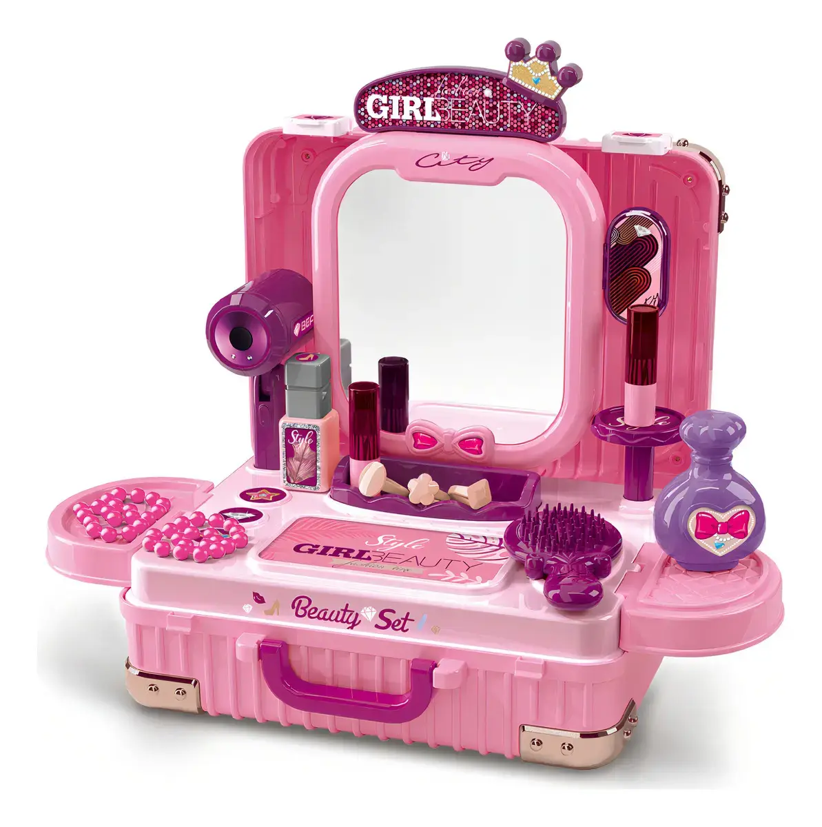 Bancada Penteadeira Infantil 3 Em 1 Maleta 21 Peça Maxi Toys thumbnail 3