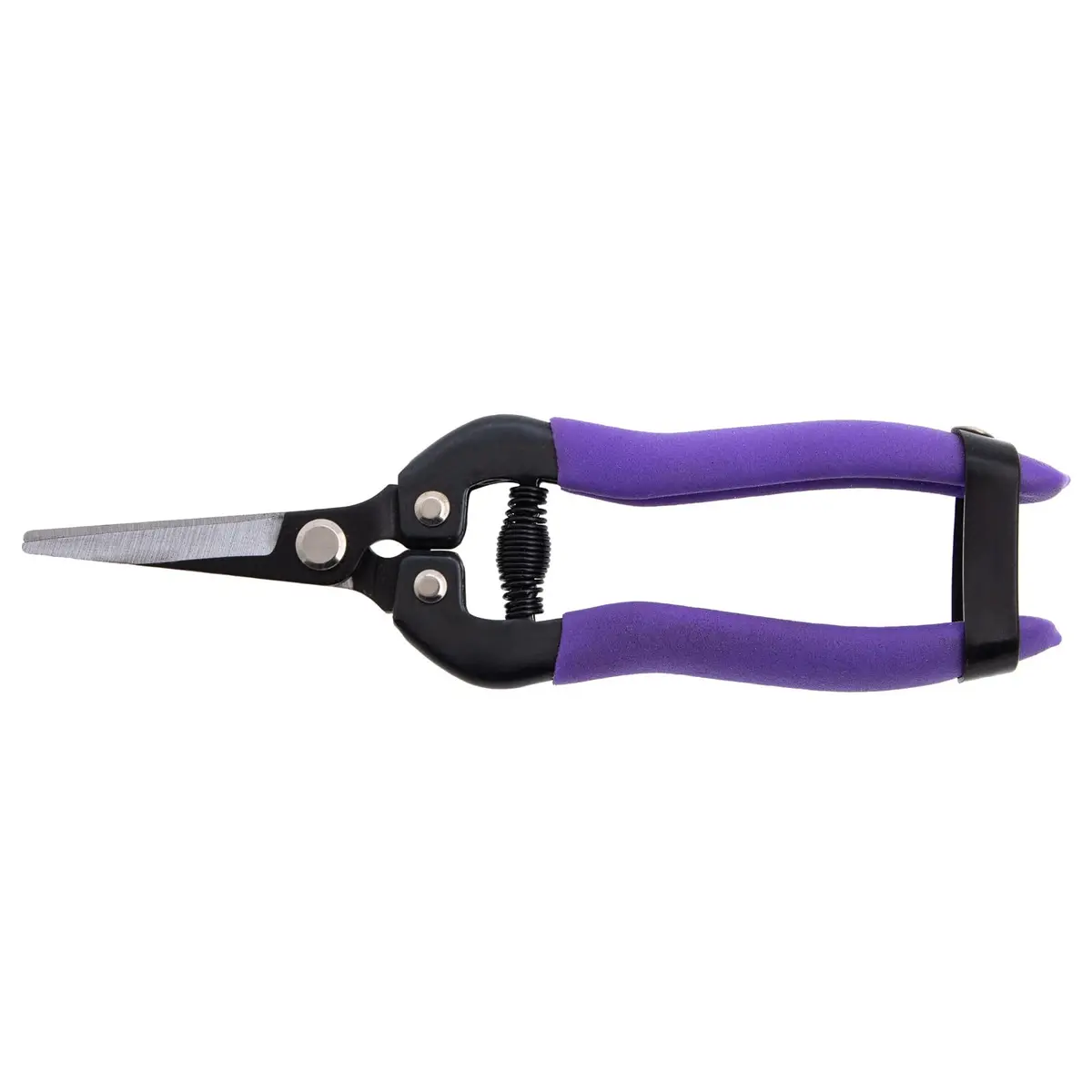 PALISAD Tesoura Para Colheita Reta 180 mm – Lâmina de Aço com Mola e Cabo Emborrachado Roxo