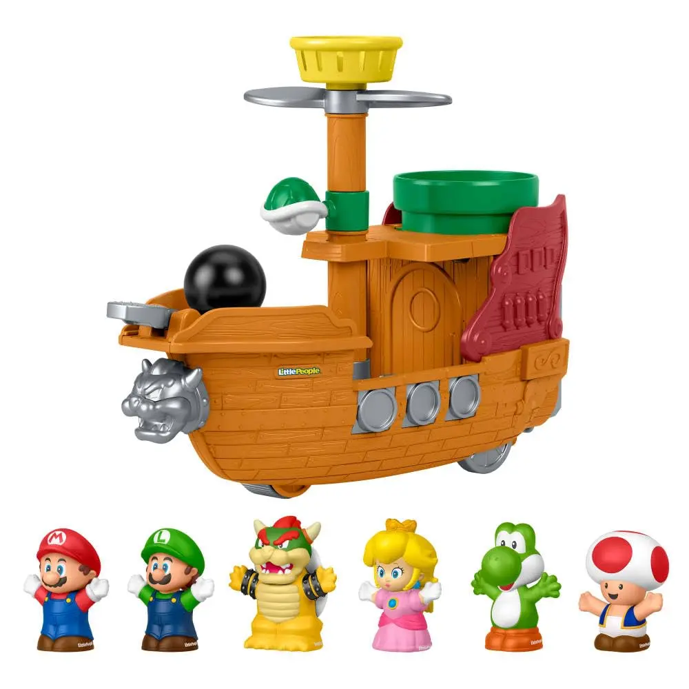 Navio de Batalha do Bowser Mattel Little People | Boneco, Canhão, Recursos interativos, A partir de 1 ano